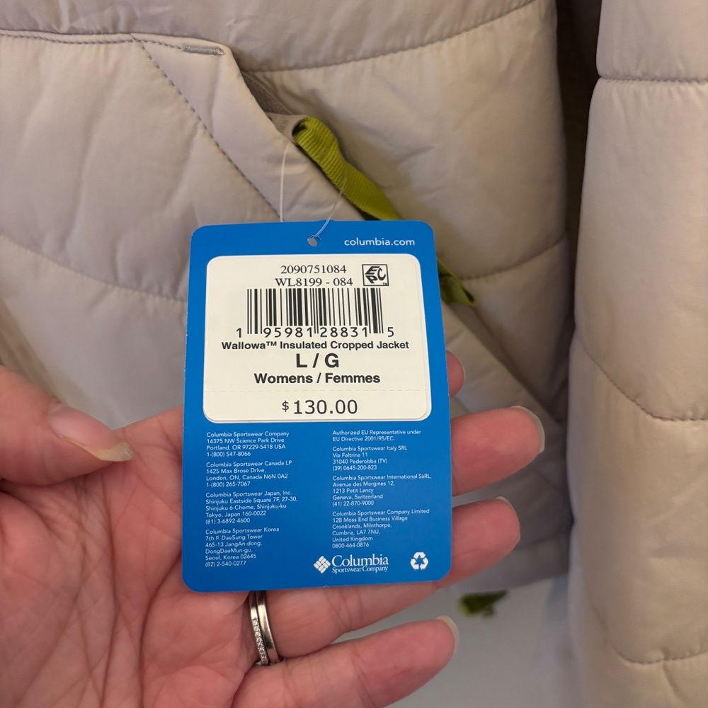 NWT Columbia Heritage Wallowa Insulated Cropped Puffer Jacket Large Beige Green - Picture 14 of 16